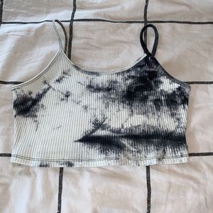 Black and white tie dye crop tank